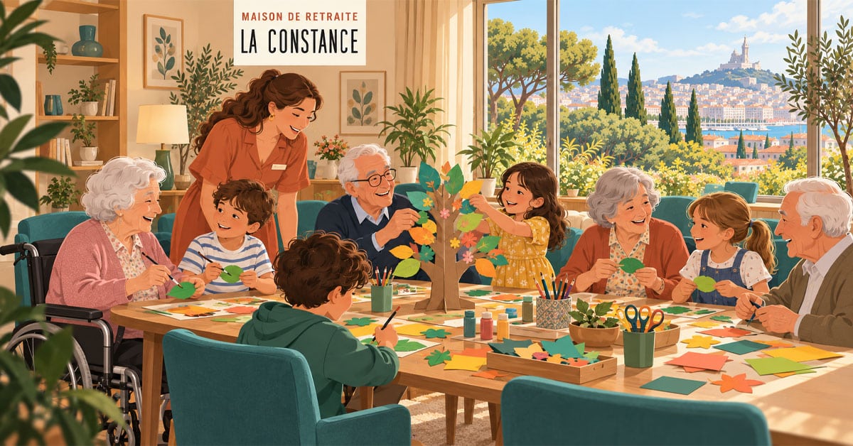 Illustration pour notre projet intergénérationnel en résidence seniors à La Constance à Marseille 12e